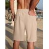 imageCOOFANDY Mens Linen Shorts Casual Summer Beach Shorts Elastic Waist Drawstring Vacation Shorts with PocketsDark Khaki