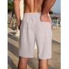 imageCOOFANDY Mens Linen Shorts Casual Summer Beach Shorts Elastic Waist Drawstring Vacation Shorts with PocketsLight Gray