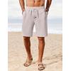 imageCOOFANDY Mens Linen Shorts Casual Summer Beach Shorts Elastic Waist Drawstring Vacation Shorts with PocketsLight Gray