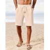 imageCOOFANDY Mens Linen Shorts Casual Summer Beach Shorts Elastic Waist Drawstring Vacation Shorts with PocketsLight Khaki