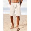 imageCOOFANDY Mens Linen Shorts Casual Summer Beach Shorts Elastic Waist Drawstring Vacation Shorts with PocketsLinen Khaki