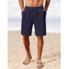 imageCOOFANDY Mens Linen Shorts Casual Summer Beach Shorts Elastic Waist Drawstring Vacation Shorts with PocketsNavy Blue