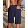 imageCOOFANDY Mens Linen Shorts Casual Summer Beach Shorts Elastic Waist Drawstring Vacation Shorts with PocketsNavy Blue