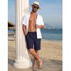 imageCOOFANDY Mens Linen Shorts Casual Summer Beach Shorts Elastic Waist Drawstring Vacation Shorts with PocketsNavy Blue