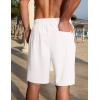 imageCOOFANDY Mens Linen Shorts Casual Summer Beach Shorts Elastic Waist Drawstring Vacation Shorts with PocketsWhite