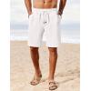 imageCOOFANDY Mens Linen Shorts Casual Summer Beach Shorts Elastic Waist Drawstring Vacation Shorts with PocketsWhite
