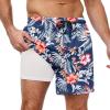 Print Navy Blue Flowers-hollow Out Liner
