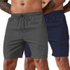 imageCOOFANDY Mens 2 Pack Workout Gym Shorts 7 Inch  5 Inch Athletic Shorts Lightweight Casual Jogger Short with Zipper PocketsNavy Blue  Dark Grey