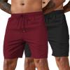 imageCOOFANDY Mens 2 Pack Workout Gym Shorts 7 Inch  5 Inch Athletic Shorts Lightweight Casual Jogger Short with Zipper PocketsWine Red  Black