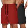 imageCOOFANDY Mens Athletic Running Shorts 7 Gym Workout Shorts Lightweight Drawstring Training Shorts with Zipper PocketsBlakWine Red