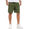 imageCOOFANDY Mens Casual Linen Shorts Elastic Waist Drawstring Loose Fit Summer Beach Vacation Shorts with PocketsArmy Green