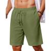 imageCOOFANDY Mens Linen Shorts Casual Summer Beach Shorts Elastic Waist Drawstring Vacation Shorts with PocketsArmy Green