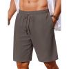 imageCOOFANDY Mens Linen Shorts Casual Summer Beach Shorts Elastic Waist Drawstring Vacation Shorts with PocketsDark Gray