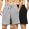 imageCOOFANDY Mens Sweat Shorts 7 Inch Athletic Workout Shorts 2 Pack Casual Lounge Joggers Short Pants with Pockets2 Packblackgrey