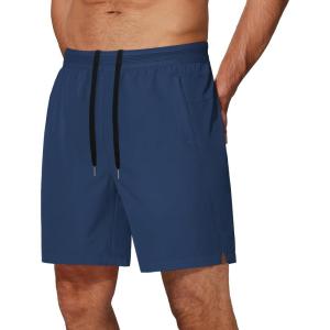 imageCOOFANDY Mens Athletic Running Shorts 7 Gym Workout Shorts Lightweight Drawstring Training Shorts with Zipper PocketsNavy Blue1 Pack of 1