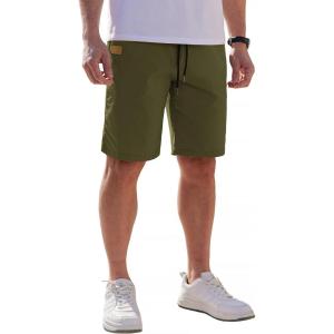 imageCOOFANDY Mens Casual Shorts Cotton Stretch Drawstring Summer Beach Shorts Chino Golf Shorts with PocketsArmy Green