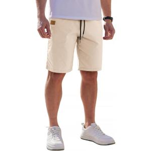 imageCOOFANDY Mens Casual Shorts Cotton Stretch Drawstring Summer Beach Shorts Chino Golf Shorts with PocketsBeige