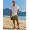 imageCOOFANDY Mens Casual 9 Inch Shorts Summer Beach Linen Shorts Lightweight Drawstring Elastic Waist Shorts with PocketsArmy Green