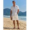imageCOOFANDY Mens Casual 9 Inch Shorts Summer Beach Linen Shorts Lightweight Drawstring Elastic Waist Shorts with PocketsBeige