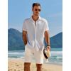 imageCOOFANDY Mens Casual 9 Inch Shorts Summer Beach Linen Shorts Lightweight Drawstring Elastic Waist Shorts with PocketsBeige