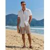 imageCOOFANDY Mens Casual 9 Inch Shorts Summer Beach Linen Shorts Lightweight Drawstring Elastic Waist Shorts with PocketsBrown