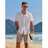 imageCOOFANDY Mens Casual 9 Inch Shorts Summer Beach Linen Shorts Lightweight Drawstring Elastic Waist Shorts with PocketsBrown