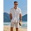 imageCOOFANDY Mens Casual 9 Inch Shorts Summer Beach Linen Shorts Lightweight Drawstring Elastic Waist Shorts with PocketsKhaki