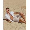 imageCOOFANDY Mens Casual 9 Inch Shorts Summer Beach Linen Shorts Lightweight Drawstring Elastic Waist Shorts with PocketsKhaki