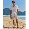 imageCOOFANDY Mens Casual 9 Inch Shorts Summer Beach Linen Shorts Lightweight Drawstring Elastic Waist Shorts with PocketsKhaki