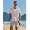 imageCOOFANDY Mens Casual 9 Inch Shorts Summer Beach Linen Shorts Lightweight Drawstring Elastic Waist Shorts with PocketsLight Grey