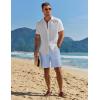 imageCOOFANDY Mens Casual 9 Inch Shorts Summer Beach Linen Shorts Lightweight Drawstring Elastic Waist Shorts with PocketsSky Blue