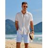 imageCOOFANDY Mens Casual 9 Inch Shorts Summer Beach Linen Shorts Lightweight Drawstring Elastic Waist Shorts with PocketsSky Blue