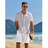 imageCOOFANDY Mens Casual 9 Inch Shorts Summer Beach Linen Shorts Lightweight Drawstring Elastic Waist Shorts with PocketsWhite
