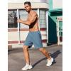 imageCOOFANDY Mens Gym Workout Athletic Shorts Running Jogger Quick Dry Lightweight Shorts with Zipper PocketsGrey Blue