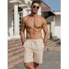 imageCOOFANDY Mens Linen Shorts Casual Beach Shorts 9 inch Inseam Elastic Waist Drawstring Summer ShortsBeige