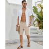 imageCOOFANDY Mens Linen Shorts Casual Beach Shorts 9 inch Inseam Elastic Waist Drawstring Summer ShortsBeige