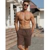 imageCOOFANDY Mens Linen Shorts Casual Beach Shorts 9 inch Inseam Elastic Waist Drawstring Summer ShortsBrown