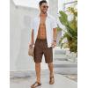 imageCOOFANDY Mens Linen Shorts Casual Beach Shorts 9 inch Inseam Elastic Waist Drawstring Summer ShortsBrown