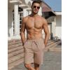 imageCOOFANDY Mens Linen Shorts Casual Beach Shorts 9 inch Inseam Elastic Waist Drawstring Summer ShortsKhaki