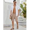 imageCOOFANDY Mens Linen Shorts Casual Beach Shorts 9 inch Inseam Elastic Waist Drawstring Summer ShortsKhaki