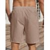 imageCOOFANDY Mens Linen Shorts Casual Beach Shorts 9 inch Inseam Elastic Waist Drawstring Summer ShortsKhaki