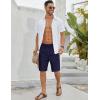 imageCOOFANDY Mens Linen Shorts Casual Beach Shorts 9 inch Inseam Elastic Waist Drawstring Summer ShortsNavy