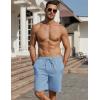 imageCOOFANDY Mens Linen Shorts Casual Beach Shorts 9 inch Inseam Elastic Waist Drawstring Summer ShortsSky Blue