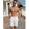 imageCOOFANDY Mens Linen Shorts Casual Beach Shorts 9 inch Inseam Elastic Waist Drawstring Summer ShortsWhite