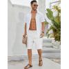 imageCOOFANDY Mens Linen Shorts Casual Beach Shorts 9 inch Inseam Elastic Waist Drawstring Summer ShortsWhite