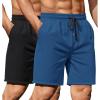 imageCOOFANDY Mens 2 Pack Gym Workout Shorts 7 Inch Athletic Shorts Quick Dry Running Shorts with PocketsBlackBlue