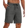 imageCOOFANDY Mens Casual 9 Inch Shorts Summer Beach Linen Shorts Lightweight Drawstring Elastic Waist Shorts with PocketsDeep Grey