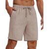 imageCOOFANDY Mens Casual 9 Inch Shorts Summer Beach Linen Shorts Lightweight Drawstring Elastic Waist Shorts with PocketsKhaki