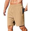 imageCOOFANDY Mens Gym Workout Athletic Shorts Running Jogger Quick Dry Lightweight Shorts with Zipper PocketsKhaki