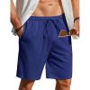 imageCOOFANDY Mens Linen Shorts Casual Beach Shorts 9 inch Inseam Elastic Waist Drawstring Summer ShortsCobalt Blue